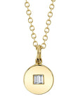SC Jewellery - Necklace 14K Yellow Gold 0.04ctw Diamond Baguette Disc Necklace