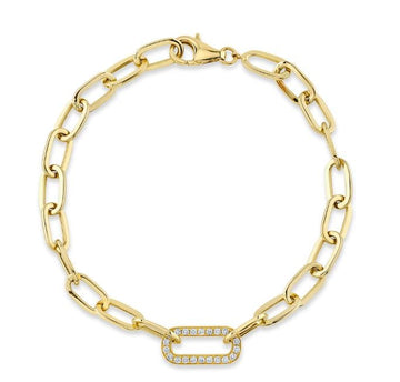 SC Jewellery - Bracelet 14K Yellow Gold 0.25ctw Diamond Center Link Paperclip Bracelet