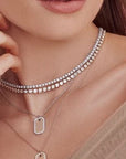 SC Jewellery - Necklace 14K Yellow Gold 0.40ctw Diamond Halo Dogtag Necklace