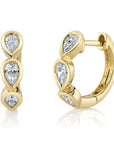 SC Jewellery - Earrings - Hoop 14K Yellow Gold 0.50ctw Diamond Pear Bezel Huggies
