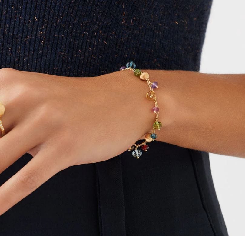 Marco Bicego 18K Yellow Gold Africa Mixed Gem Dangle Bracelet