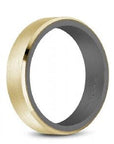 Crown Ring Jewellery - Band - Plain Bleu Royale 14K Yellow Gold and Titanium Beveled Edge Band