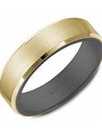 Crown Ring Jewellery - Band - Plain Bleu Royale 14K Yellow Gold and Titanium Beveled Edge Band