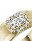 Crown Ring Jewellery - Band - Diamond Bleu Royale 14K Yellow Gold Emerald Cut Diamond Halo Band
