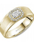 Crown Ring Jewellery - Band - Diamond Bleu Royale 14K Yellow Gold Emerald Cut Diamond Halo Band
