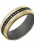 Crown Ring Jewellery - Band - Diamond Blue Royale 14K Yellow Gold and Titanium Black Diamond Band