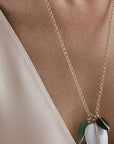 By Pariah Jewellery - Necklace By Pariah 14K Yellow Gold Small Moss Agate Pebble Pendant