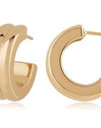 Carla Corp Jewellery - Earrings - Hoop Carla 14K Yellow Gold Double Square Edge Hoops