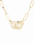 MEMO dinh van Jewellery - Necklace dinh van 18K Yellow Gold Large Menottes Diamond Mixed Link Necklace
