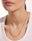MEMO dinh van Jewellery - Necklace dinh van 18K Yellow Gold Medium Maillon Mixed Link Diamond Pave Necklace