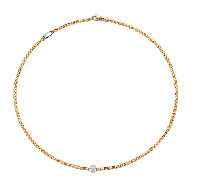 FOPE Eka Tiny 18k Yellow Gold and Diamond Pavé Necklace – Touch of