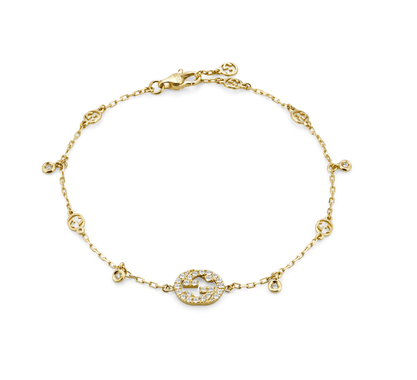 Gucci 18K Yellow Gold Interlocking G Diamond Bracelet – Touch of