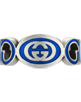 Gucci Jewellery - Rings Gucci Interlocking G Blue Enamel Silver Ring Size 7.5