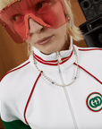 Gucci Jewellery - Necklace GUCCI INTERLOCKING G SILVER BOULE NECKLACE GREEN ENAMEL