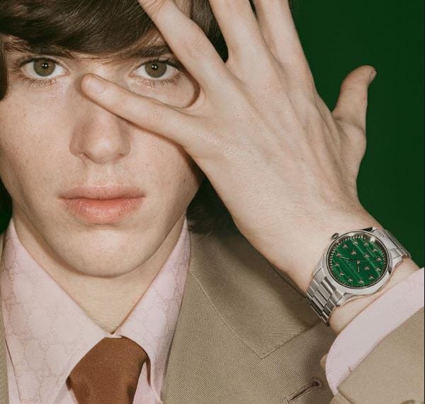 GUCCI Steel G-Timeless Automatic Malachite Bee Dial 38mm Watch