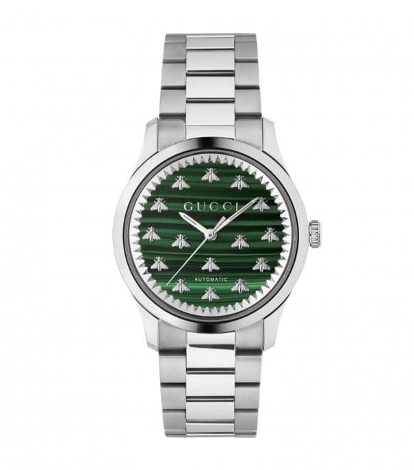 GUCCI Steel G-Timeless Automatic Malachite Bee Dial 38mm Watch