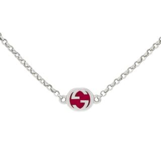 GUCCI Sterling Silver Interlocking G Necklace With