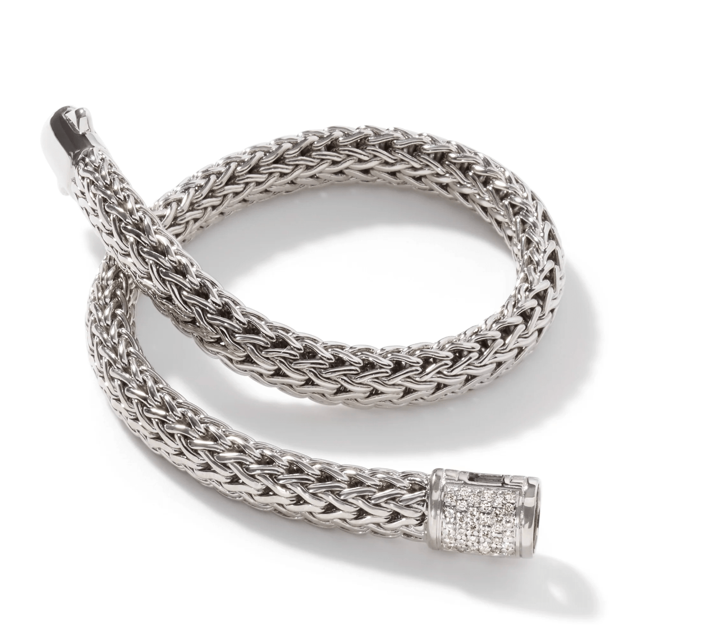 John Hardy Classic Chain Silver Diamond Pave' Bracelet 7.5mm