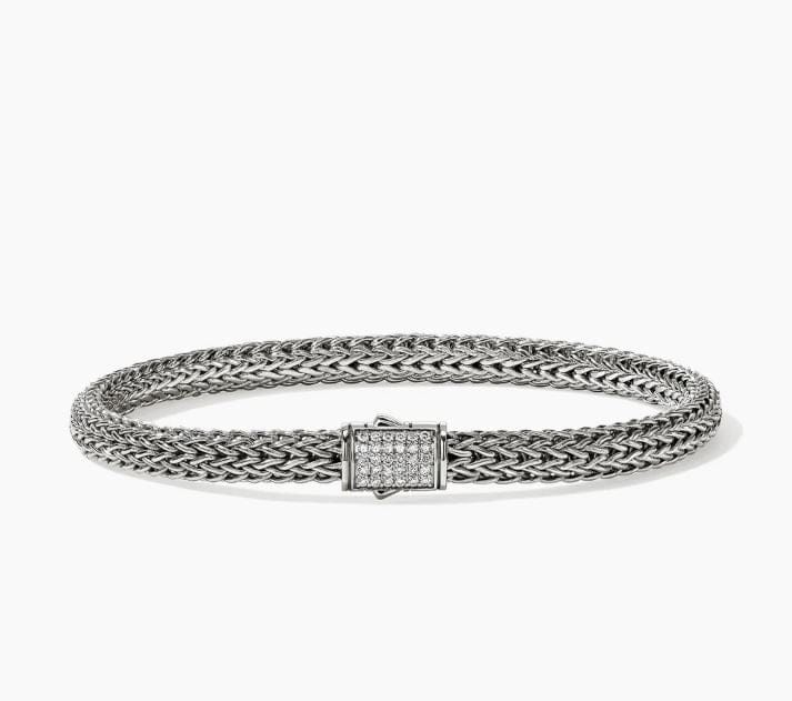 wayward 【 H TYPE】SILVER925 BRACELET John Hardy Sterling Silver 5mm Icon Bracelet with Pave Diamond