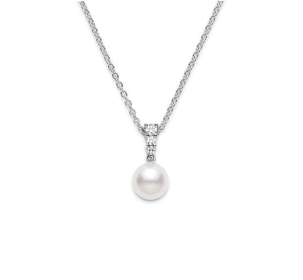 nao海外shopgallery Mikimoto 18K White Gold Pearl Diamond Drop Necklace – Touch