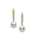 Mikimoto Jewellery - Earrings - Drop Mikimoto 18K Yellow Gold Diamond Leverback 7.5mm Pearl Drop Earrings