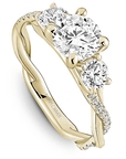 Crown Ring Yellow Gold Noam Carver Modern Pave Twist Engagement Ring