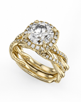 Crown Ring Yellow Gold Noam Carver Pave Twist Halo Engagement Ring