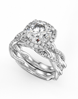 Crown Ring White gold Noam Carver Pave Twist Halo Engagement Ring