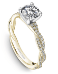 Crown Ring Yellow Gold Noam Carver Pave Twist Solitaire Engagement Ring