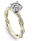 Crown Ring Yellow Gold Noam Carver Pave Twist Solitaire Engagement Ring