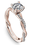 Crown Ring Rose gold Noam Carver Pave Twist Solitaire Engagement Ring
