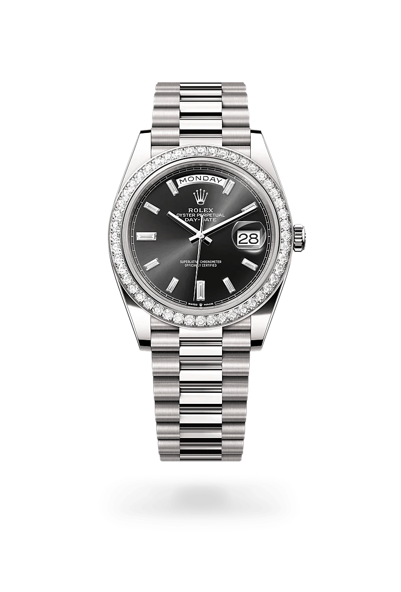 Rolex oyster perpetual day date silver and gold sale