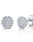 Shy Creation Jewellery - Earrings - Stud Shy Creation 14K White Gold Diamond Pave Disc Stud Earrings
