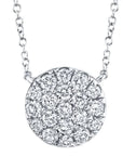 Shy Creation Jewellery - Earrings - Stud Shy Creation 14K White Gold Pave Diamond Disc Necklace