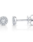Shy Creation Jewellery - Earrings - Stud Shy Creation 14K White Gold Round Diamond Halo Studs
