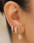 Shy Creation Jewellery - Earrings - Hoop Shy Creation 14K Yellow Gold Baguette Pattern Huggie Hoops