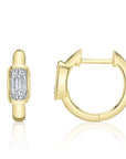 Shy Creation Jewellery - Earrings - Hoop Shy Creation 14K Yellow Gold Diamond Baguette Huggie Hoops