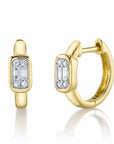 Shy Creation Jewellery - Earrings - Hoop Shy Creation 14K Yellow Gold Diamond Baguette Huggie Hoops