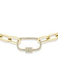 Shy Creation Jewellery - Necklace Shy Creation 14K Yellow Gold Diamond Carabiner Paperclip Chain
