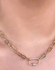 Shy Creation Jewellery - Necklace Shy Creation 14K Yellow Gold Diamond Carabiner Paperclip Chain