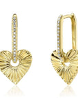 Shy Creation Jewellery - Earrings - Drop Shy Creation 14K Yellow Gold Diamond Huggie Heart Drop Earrings