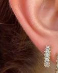 Shy Creation Jewellery - Earrings - Hoop Shy Creation 14K Yellow Gold Diamond Line Huggie Hoops