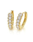 Shy Creation Jewellery - Earrings - Hoop Shy Creation 14K Yellow Gold Diamond Line Huggie Hoops