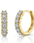 Shy Creation Jewellery - Earrings - Hoop Shy Creation 14K Yellow Gold Diamond Line Huggie Hoops