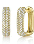 Shy Creation Jewellery - Earrings - Hoop Shy Creation 14K Yellow Gold Diamond Pave Rectangular Huggie Hoops
