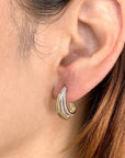 Shy Creation Jewellery - Earrings - Hoop Shy Creation 14K Yellow Gold Diamond Quad Loop Post Hoops