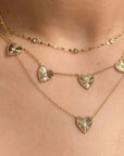 Shy Creation Jewellery - Necklace Shy Creation 14K Yellow Gold Diamond Radiating Love Heart Necklace