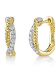 Shy Creation Jewellery - Earrings - Hoop Shy Creation 14K Yellow Gold Diamond Rope Twist Huggie Hoops
