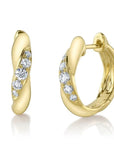 Shy Creation Jewellery - Earrings - Hoop Shy Creation 14K Yellow Gold Diamond Twist Huggie Hoops
