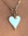 Shy Creation Jewellery - Necklace Shy Creation 14K Yellow Gold Mother of Pearl Diamond Heart Necklace